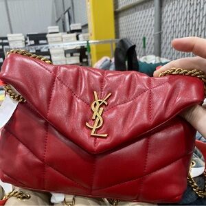 Yves Saint Laurent Puffer Toy Red Leather Shoulder Bag
